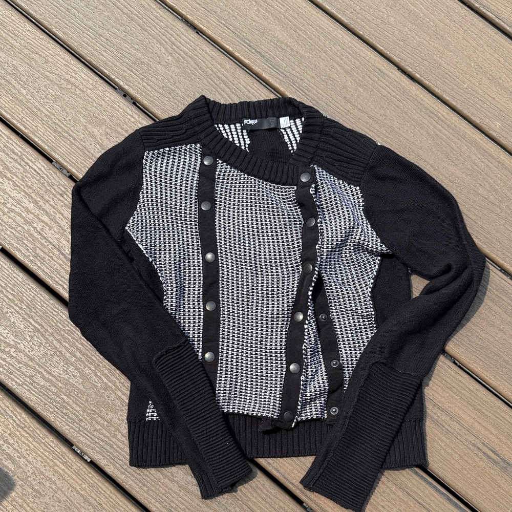 Fox Black and White Women's Cardigan